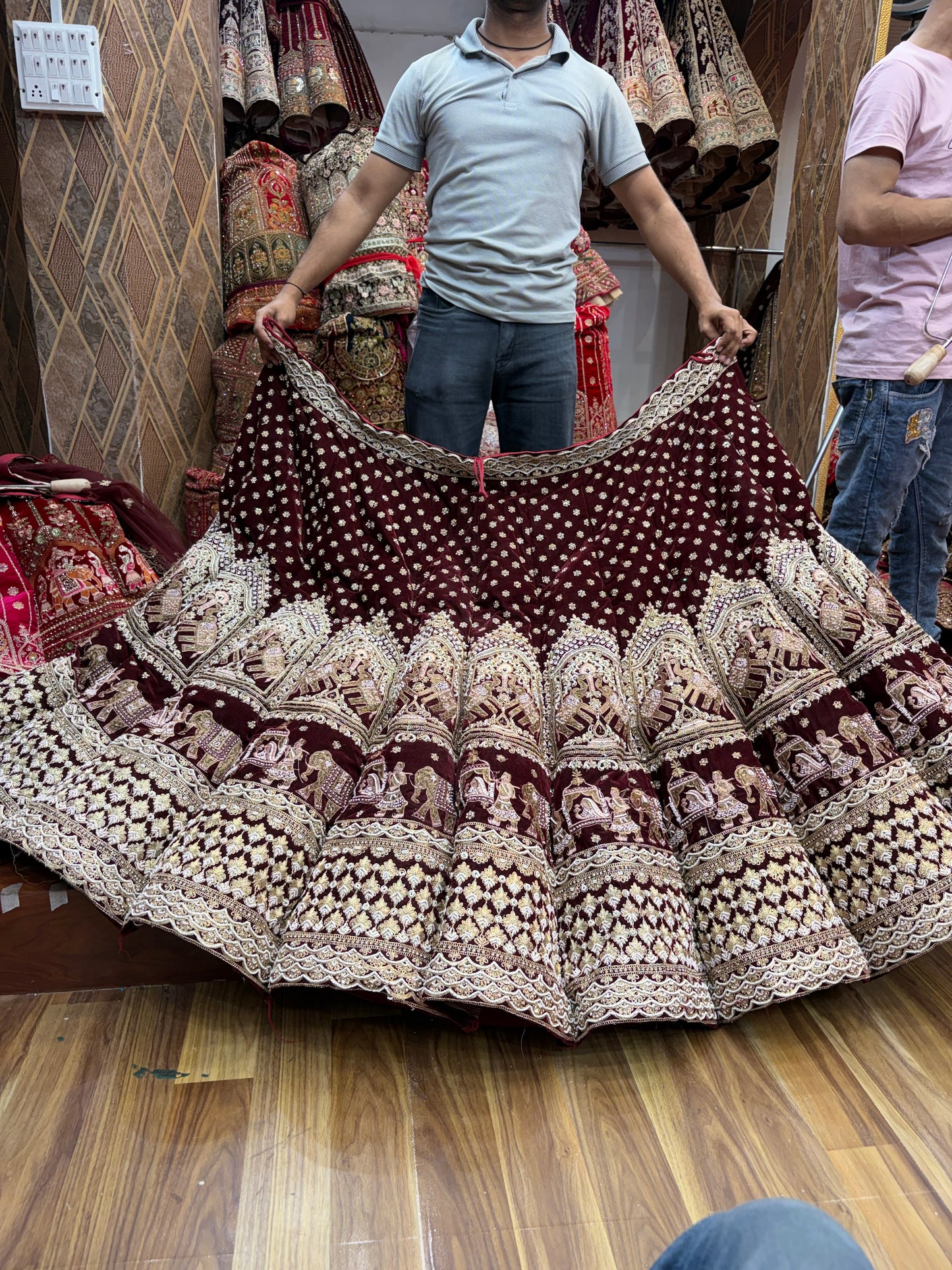 Maroon Doli Barat Heavy Ball Bridal Lehenga