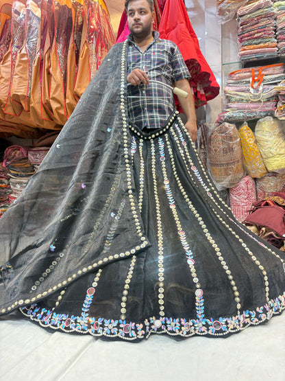Something different black mirror work Lehenga