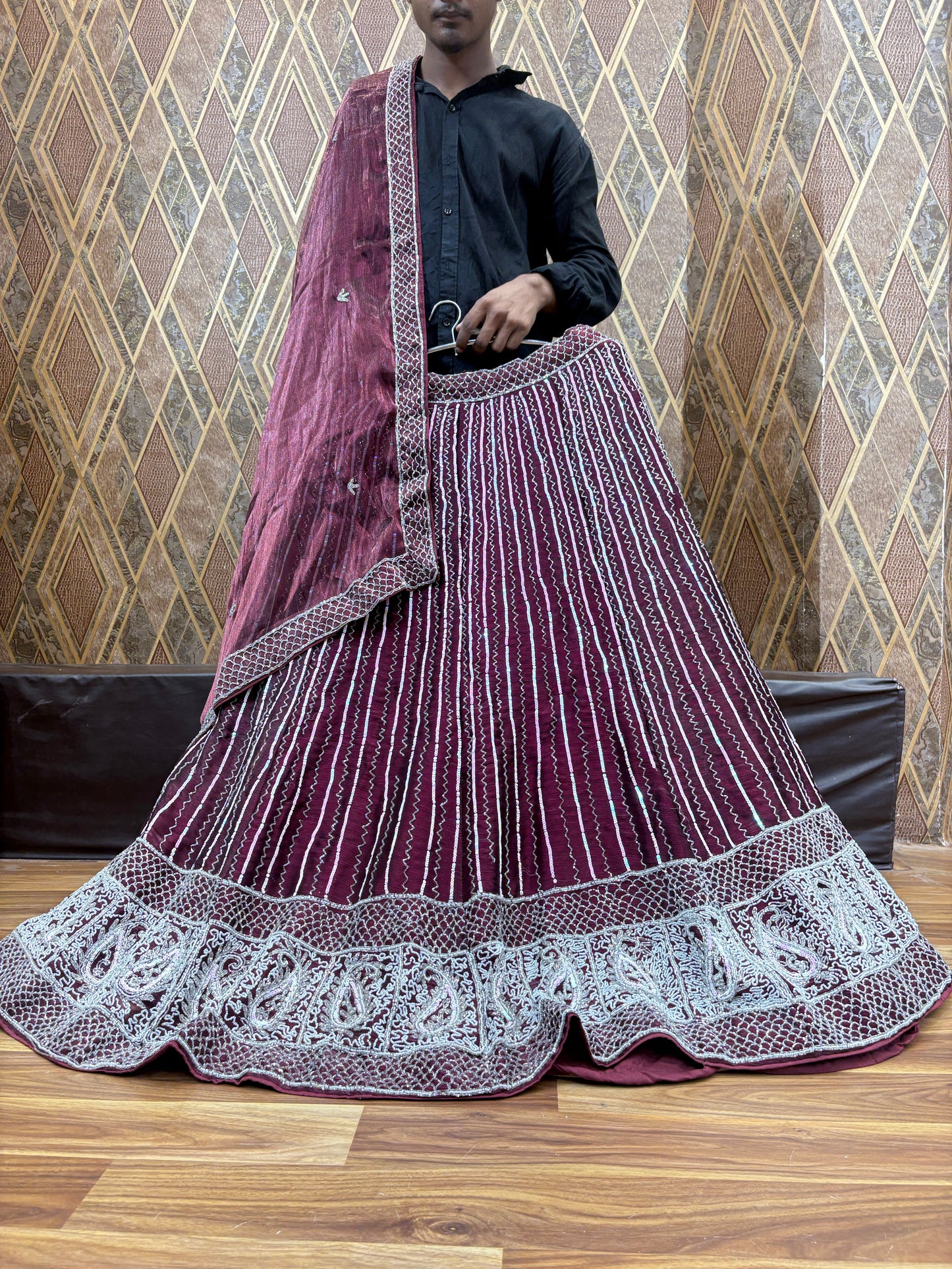Something different wine purple violet Lehenga