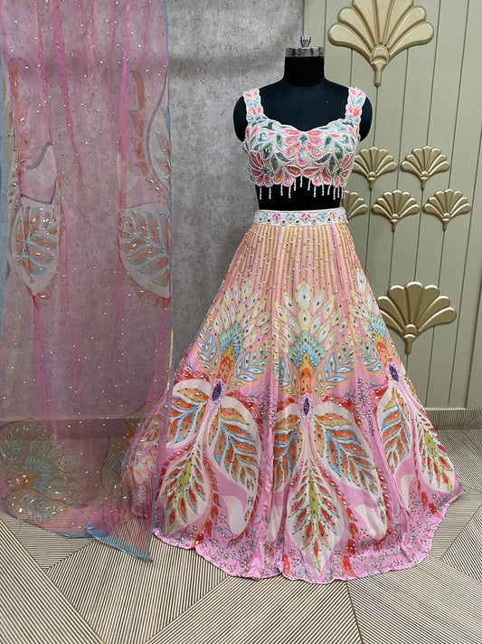 pink PDP crop top lehenga