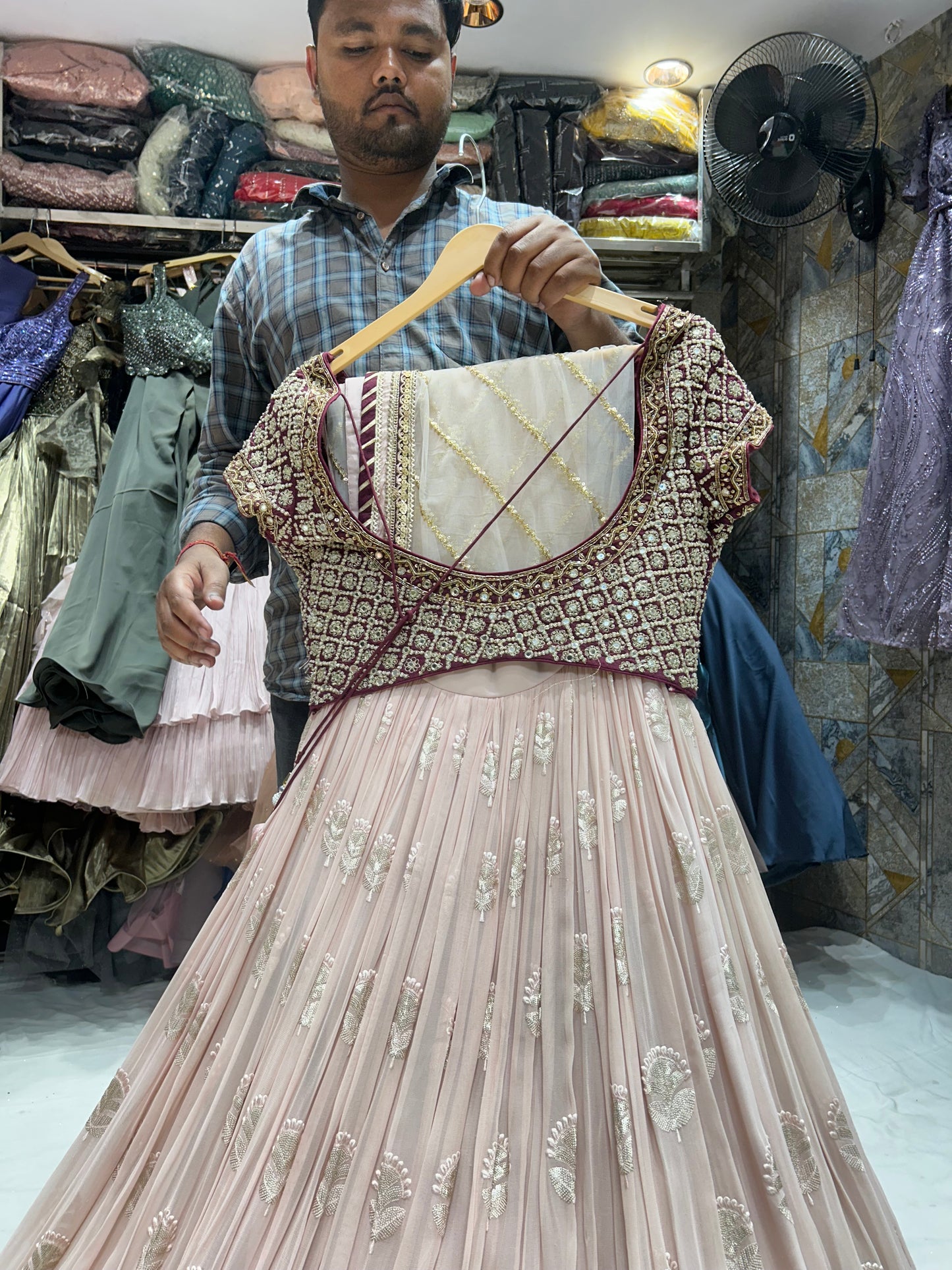 Majestic light baby cop top lehenga