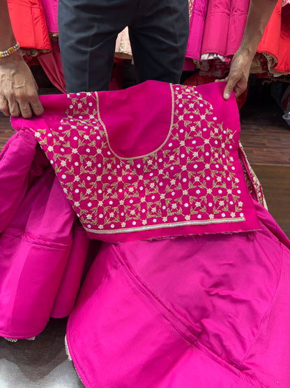 Designer Rani pink Gajraj handwork handmade bridal Lehenga
