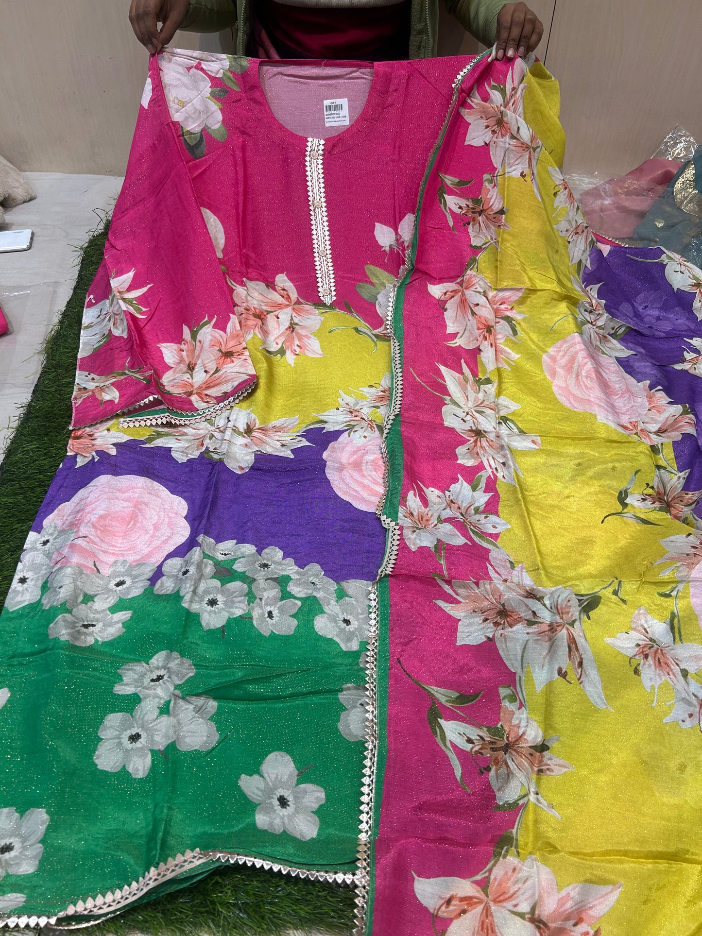 Special multicolour Unstitched suit ( free size )