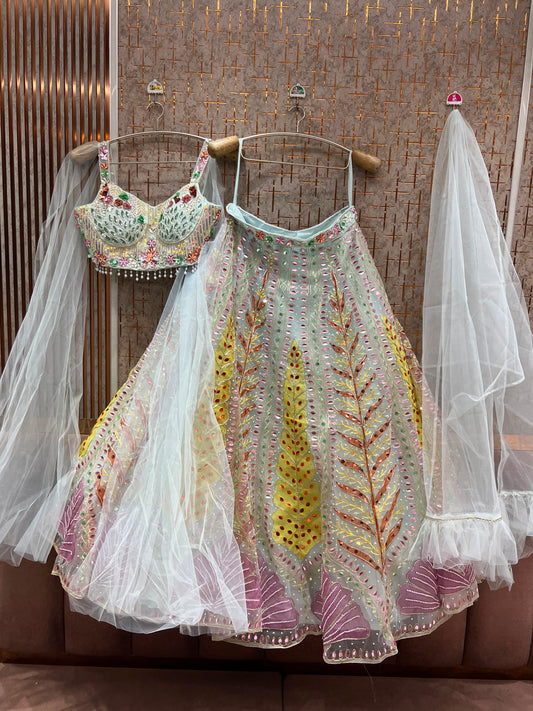 Sky Blue Pdp Crop Top Lehenga