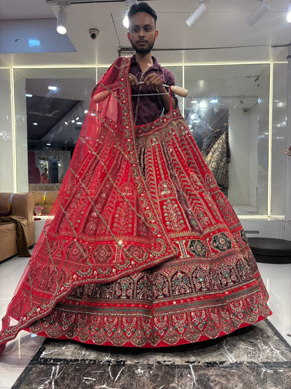 Pleasing red ball bridal Lehenga