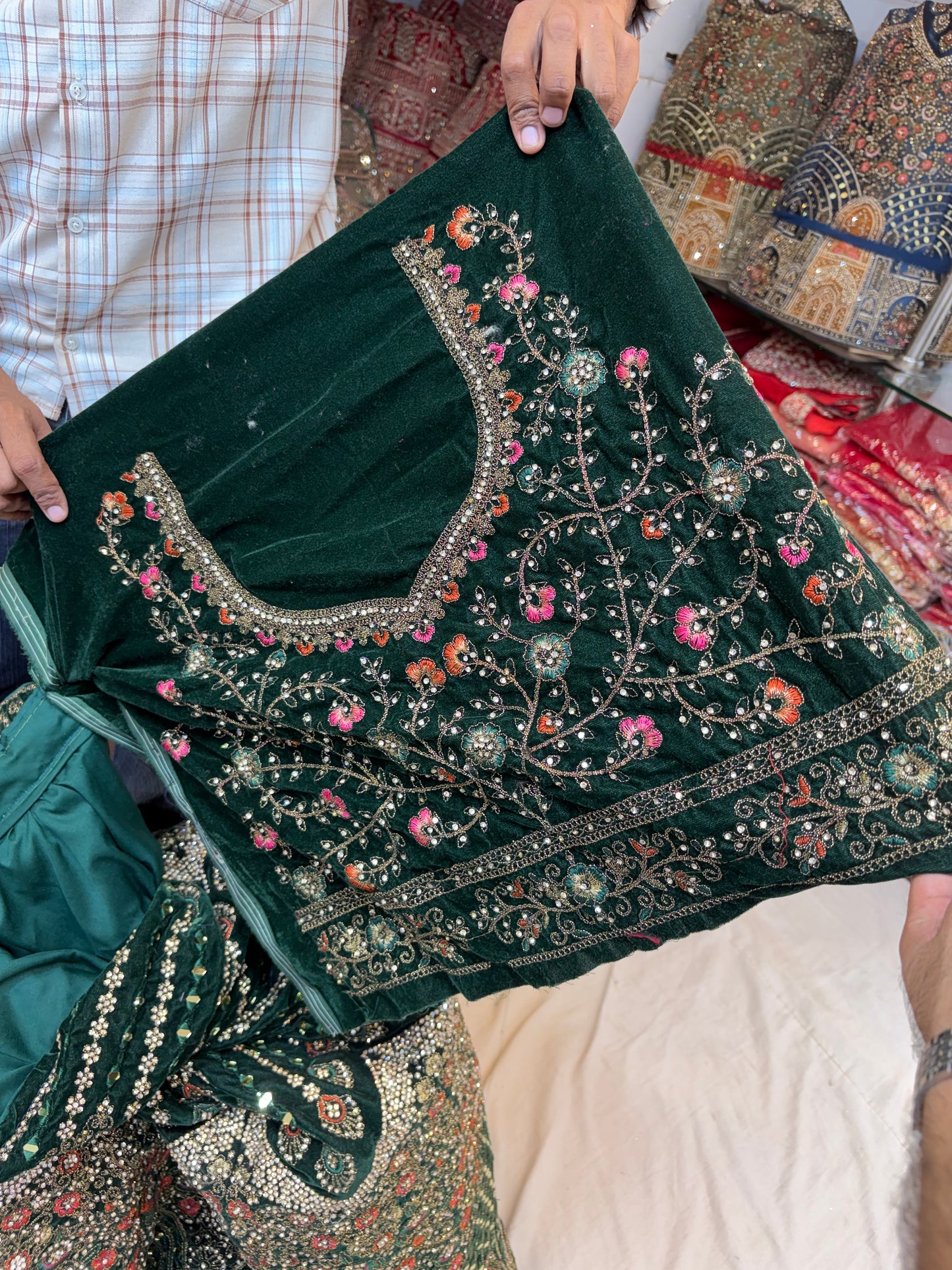 Heavy Jhumka Blue Lehenga
