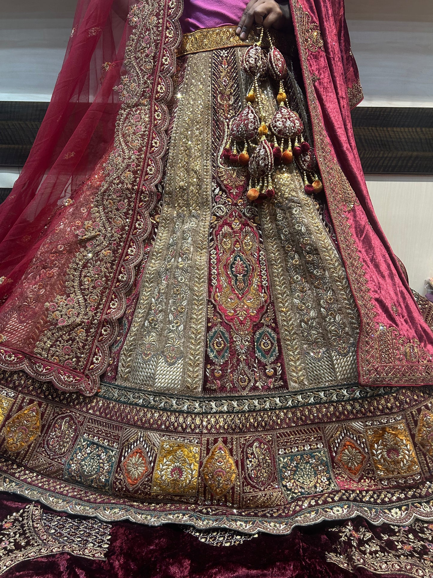 Beautiful maroon heavy bridal Lehenga