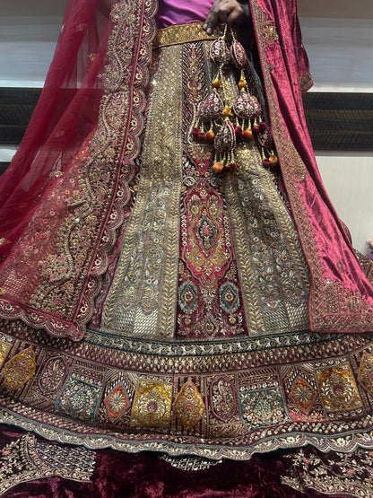 Beautiful maroon heavy bridal Lehenga