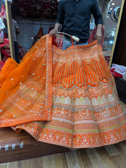 Rust orange Jhumka Ball Lehenga