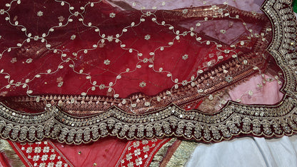 Heavy maroon Rajwada marwadi bridal lehenga
