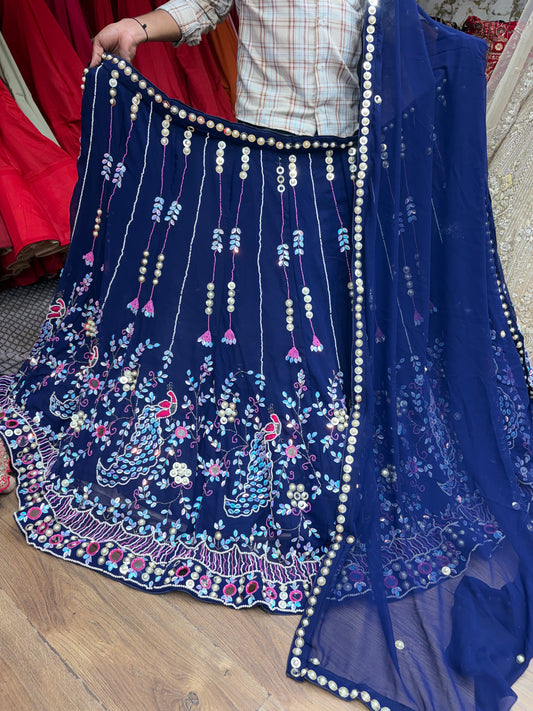 Dark Blue Peacock Lehenga