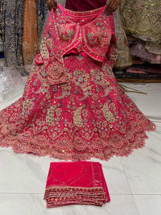Pista Green Peacock Crop Top Lehenga (Copy)
