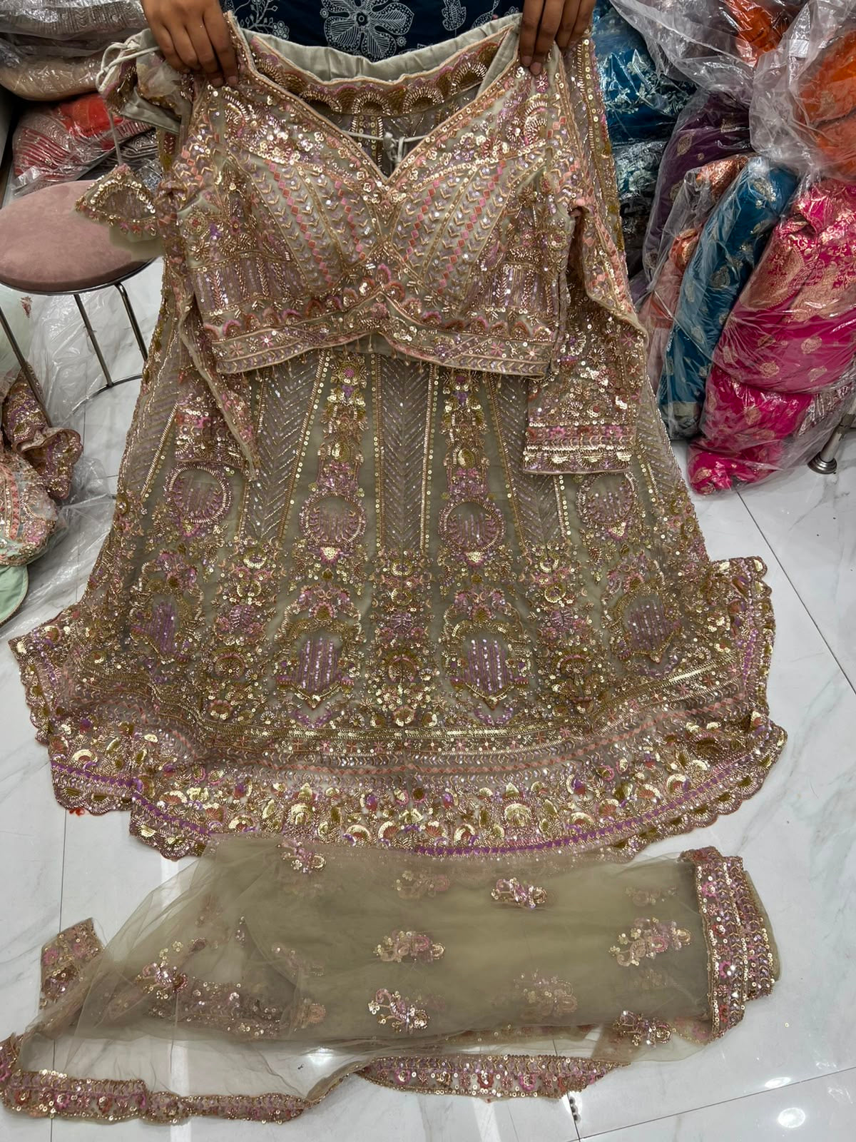 Purple Crop Top Lehenga