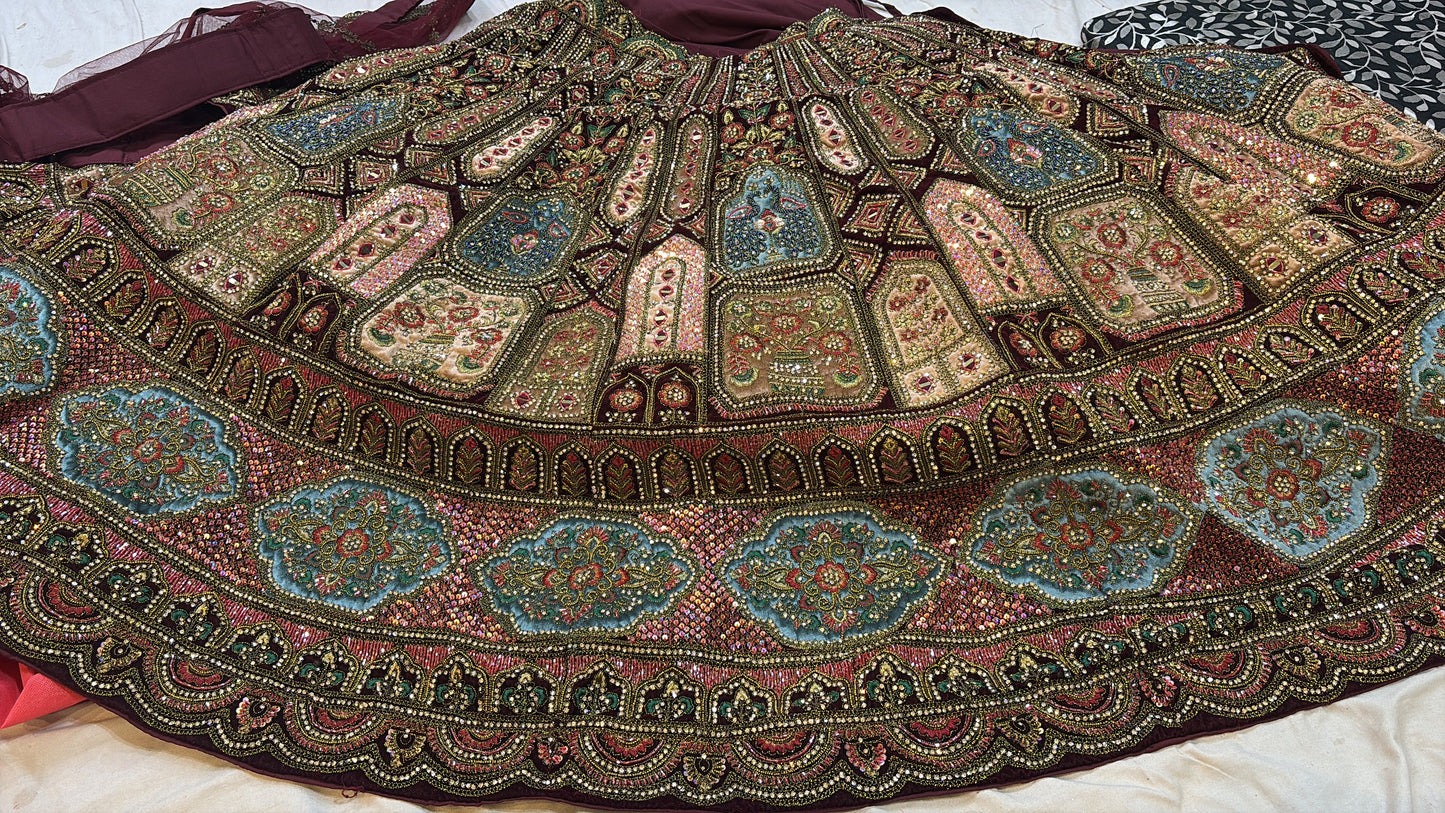 Royal maroon bridal Lehenga happy customer