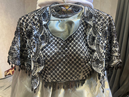 Pretty black grey crop top lehenga