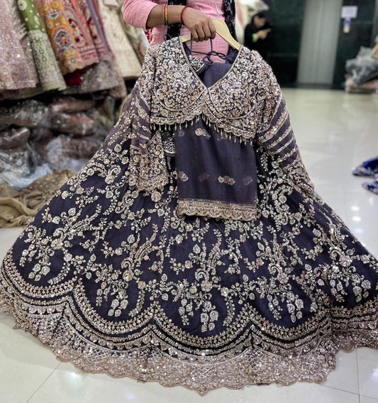 Lavender crop top lehenga