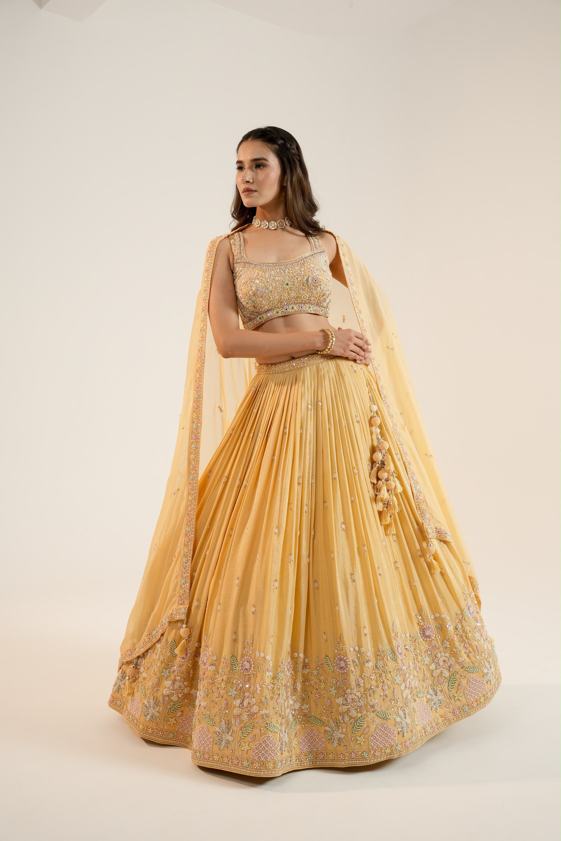 Golden Designer  Crop Top Lehenga - Shopping World