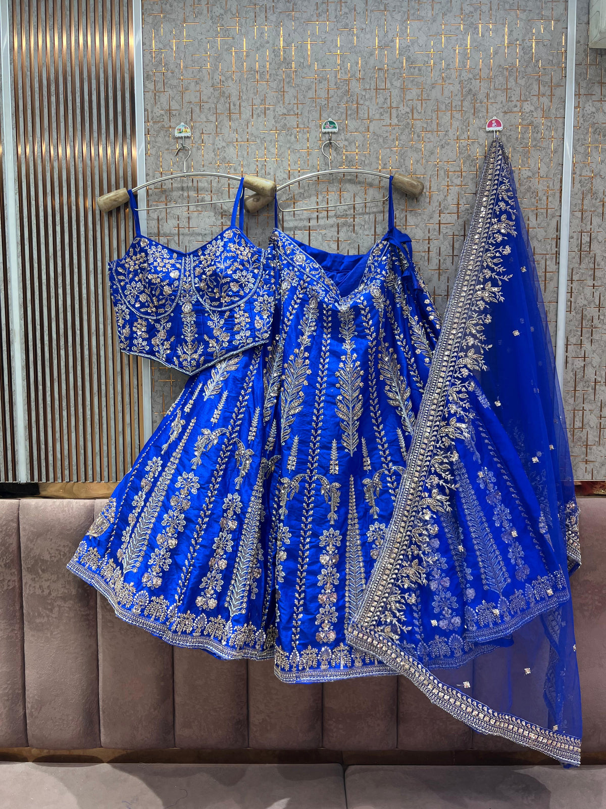 Blue crop top Lehenga