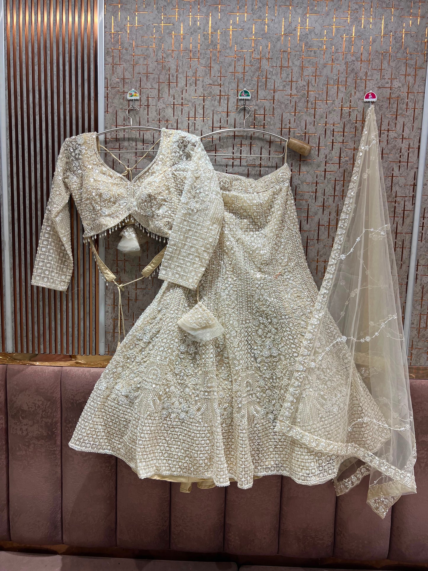 Golden Fish Cut Crop Top Lehenga