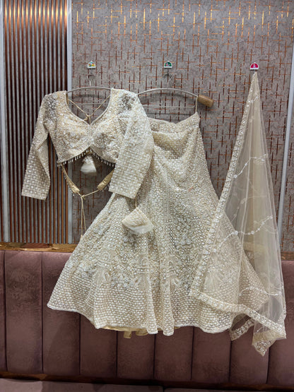 Golden Fish Cut Crop Top Lehenga