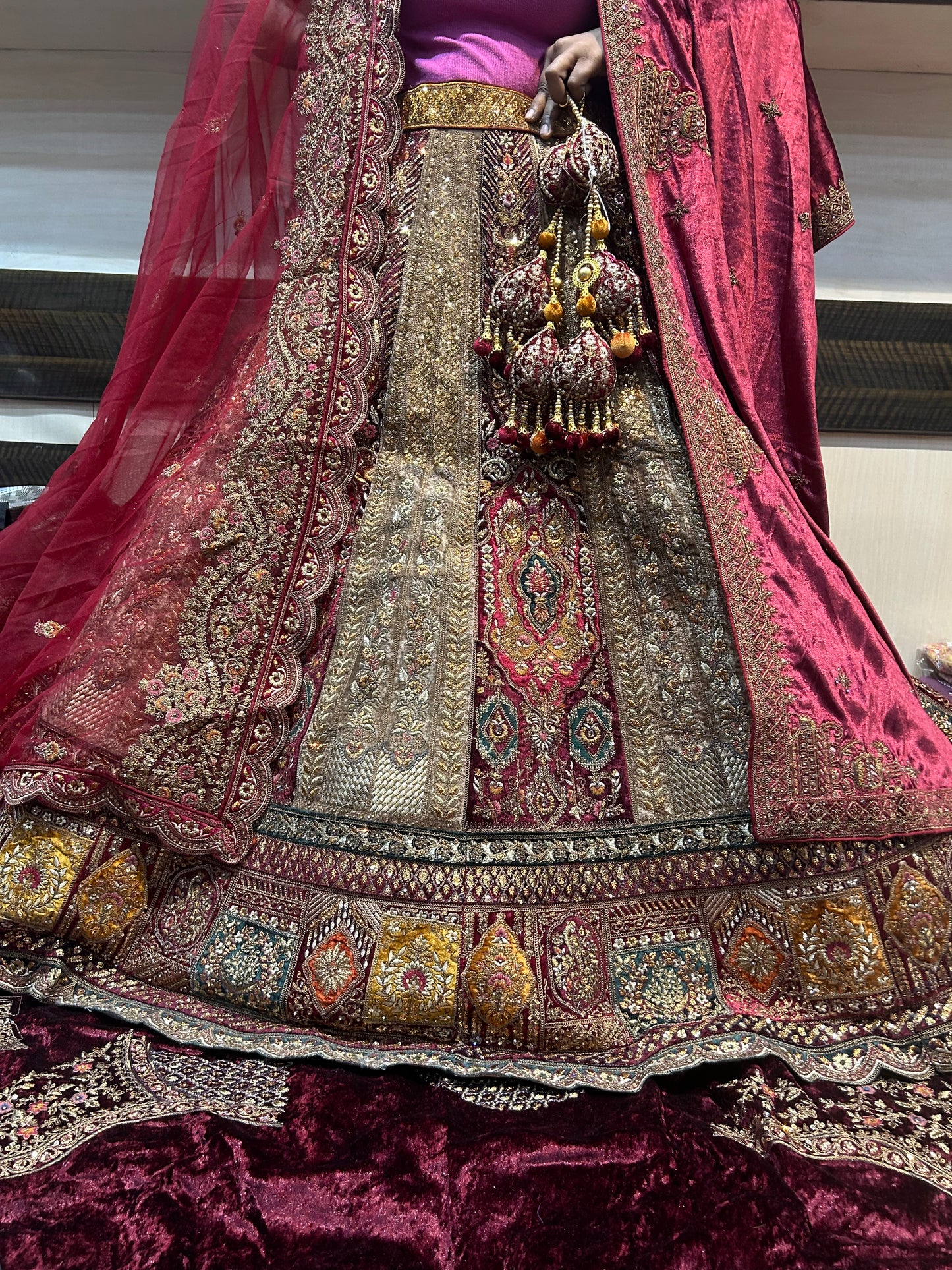 Beautiful maroon heavy bridal Lehenga