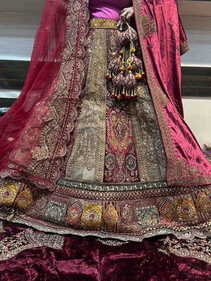 Beautiful maroon heavy bridal Lehenga