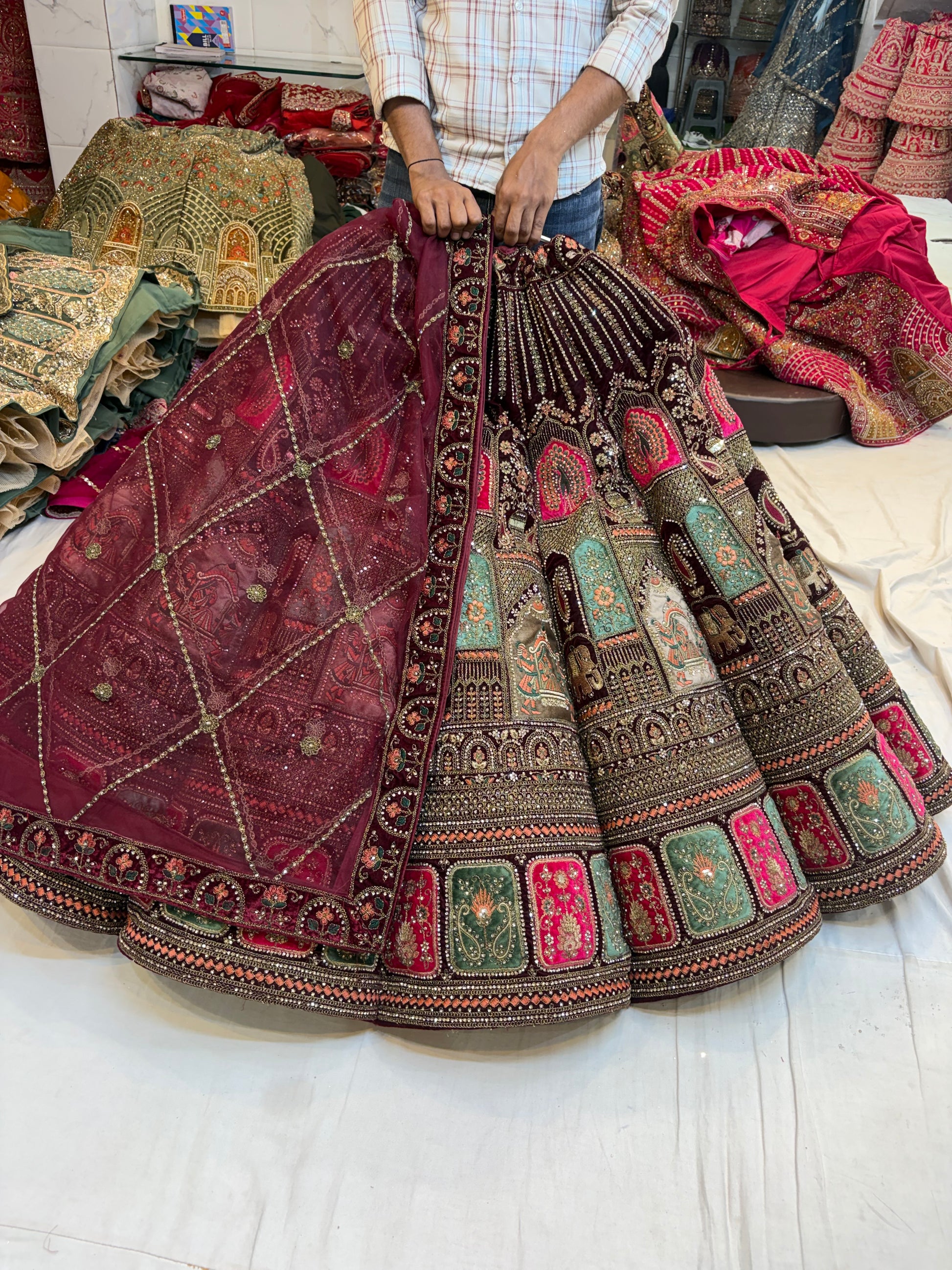 Maroon Doli Barat Ball Bridal Lehenga - Shopping World