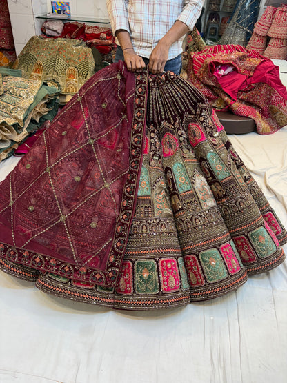Maroon Doli Barat Ball Bridal Lehenga - Shopping World