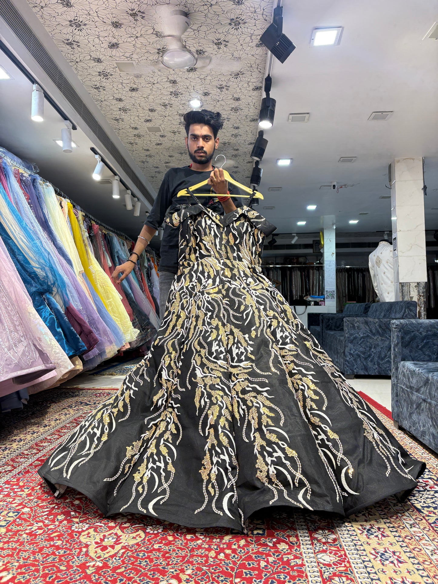 Pleasing black ball gown