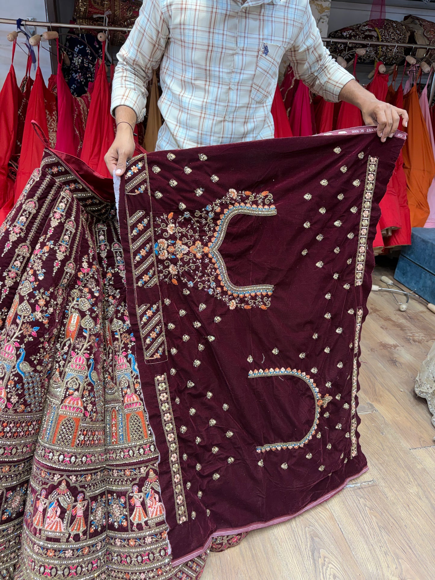 Dark Maroon Doli Barat Peacock Ball Bridal Lehenga