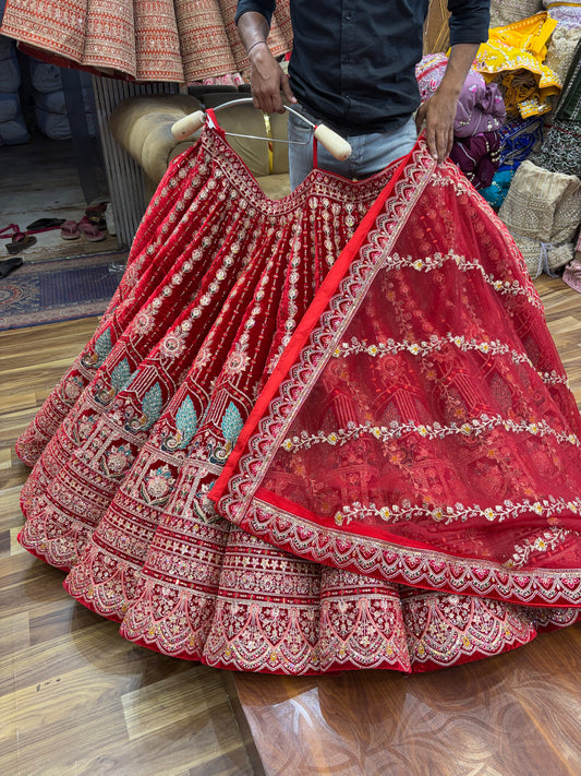 Peacock red Ball Bridal Lehenga
