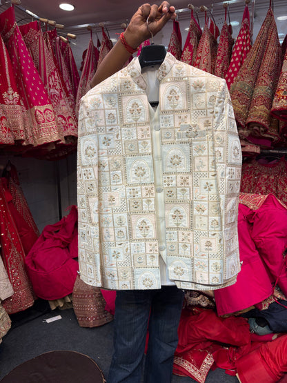 White Mens Wear Indo Western Dress