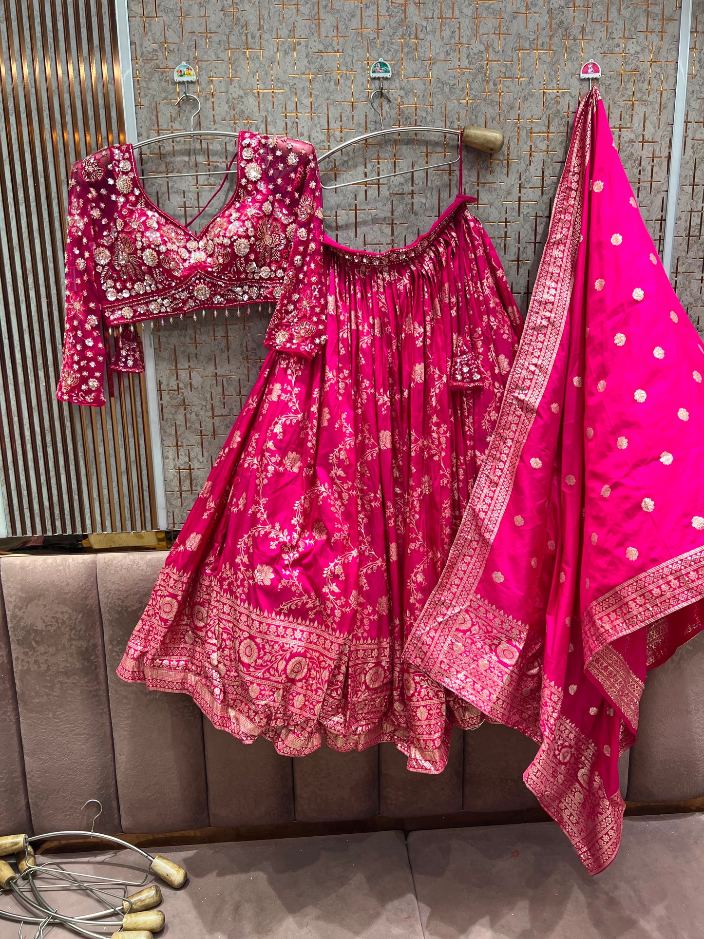 Hot Pink Crop Top Lehenga