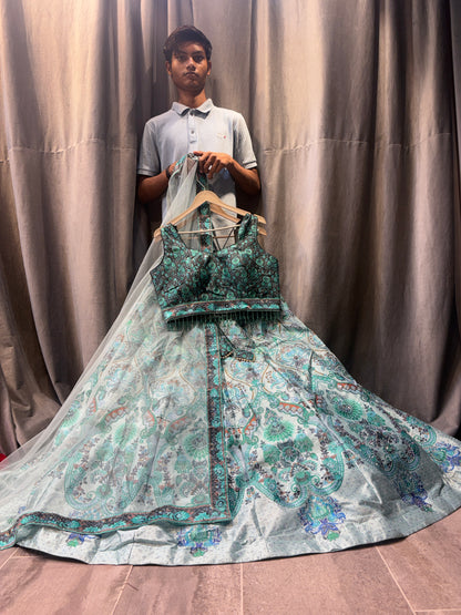 Good looking Green Crop Top Lehenga