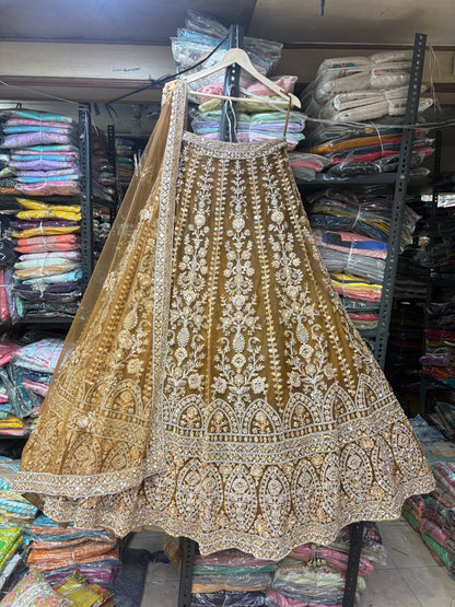 Glamorous mustard yellow crop top Lehenga
