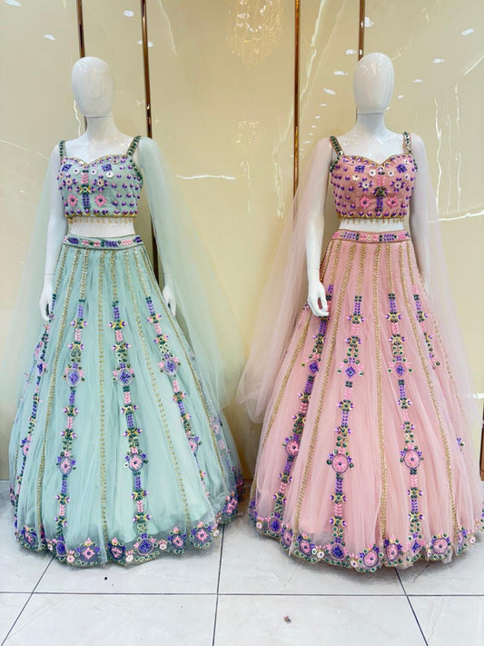 Blue PDP crop top Lehenga