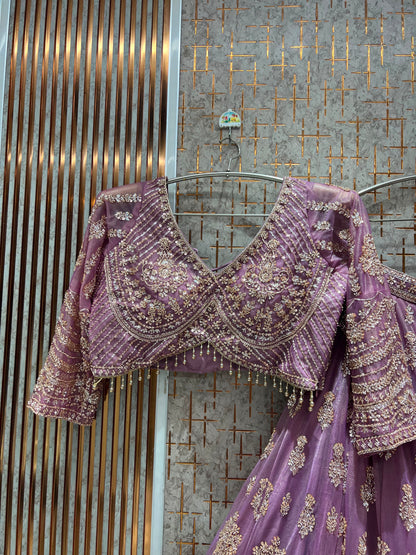 Lavender Crop Top Lehenga
