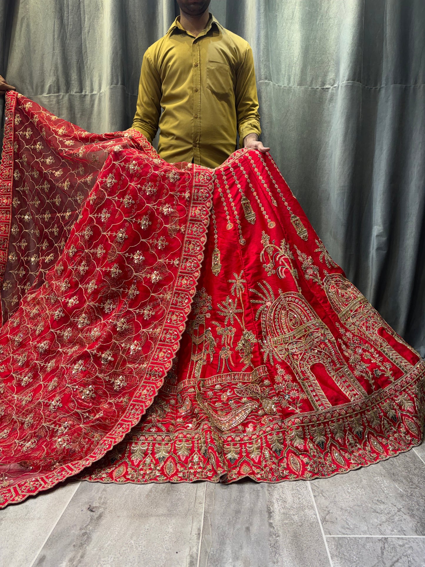 Majestic Red Heavy Bridal Lehenga