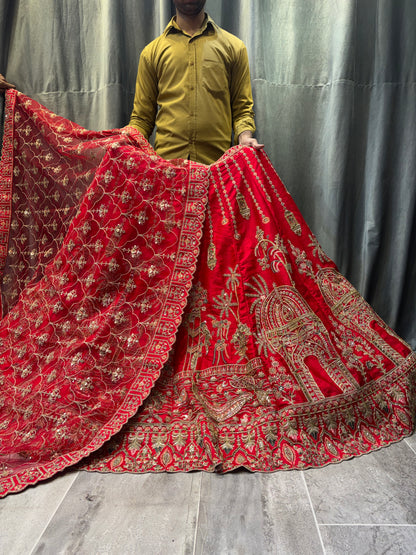 Majestic Red Heavy Bridal Lehenga