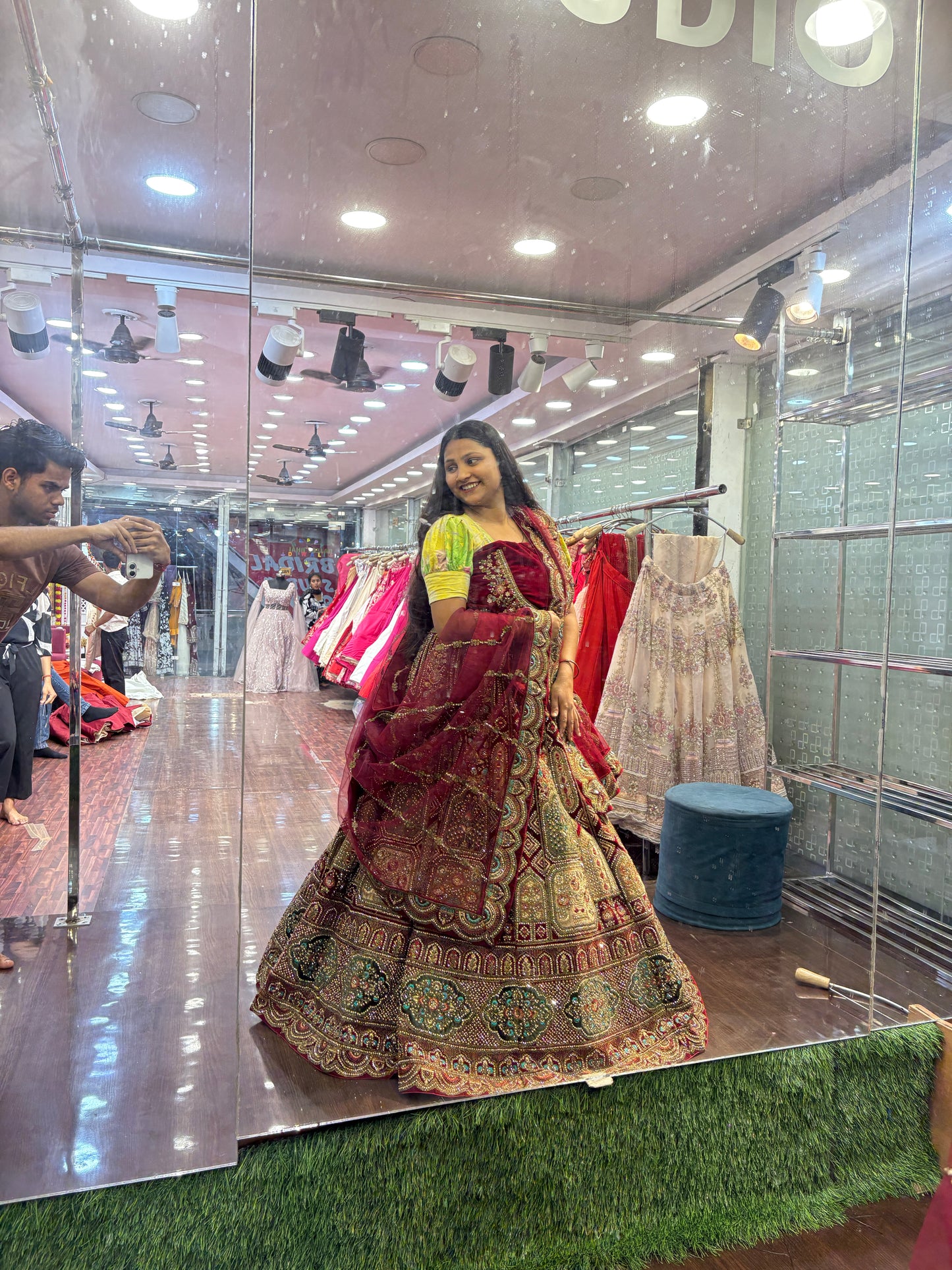 Attractive maroon bridal Lehenga happy customer