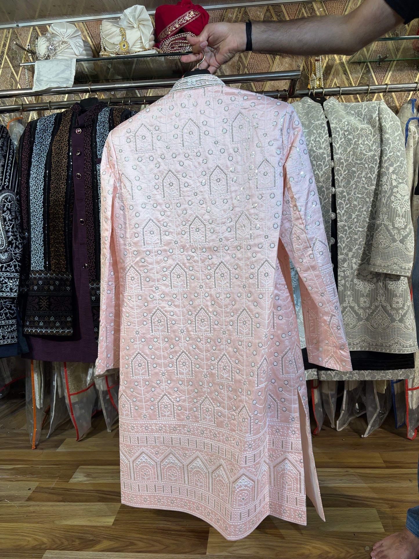 Pink Jodhpuri indo western blazer kurta Sherwani