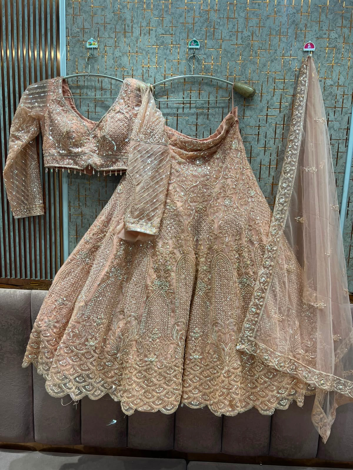 Peach Pink Crop Top Lehenga