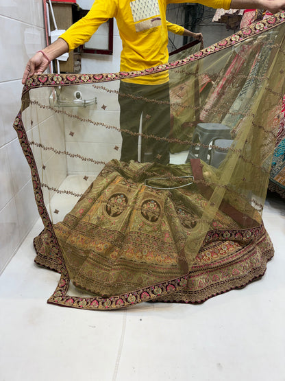 Designer maroon pistachio green Lehenga - Shopping World