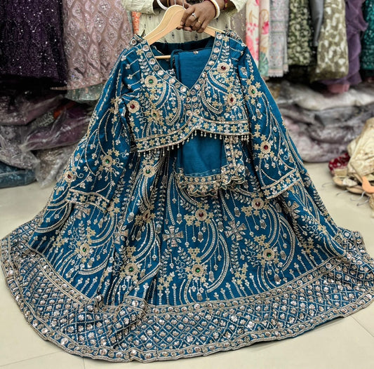 Sky Blue Crop Top Lehenga