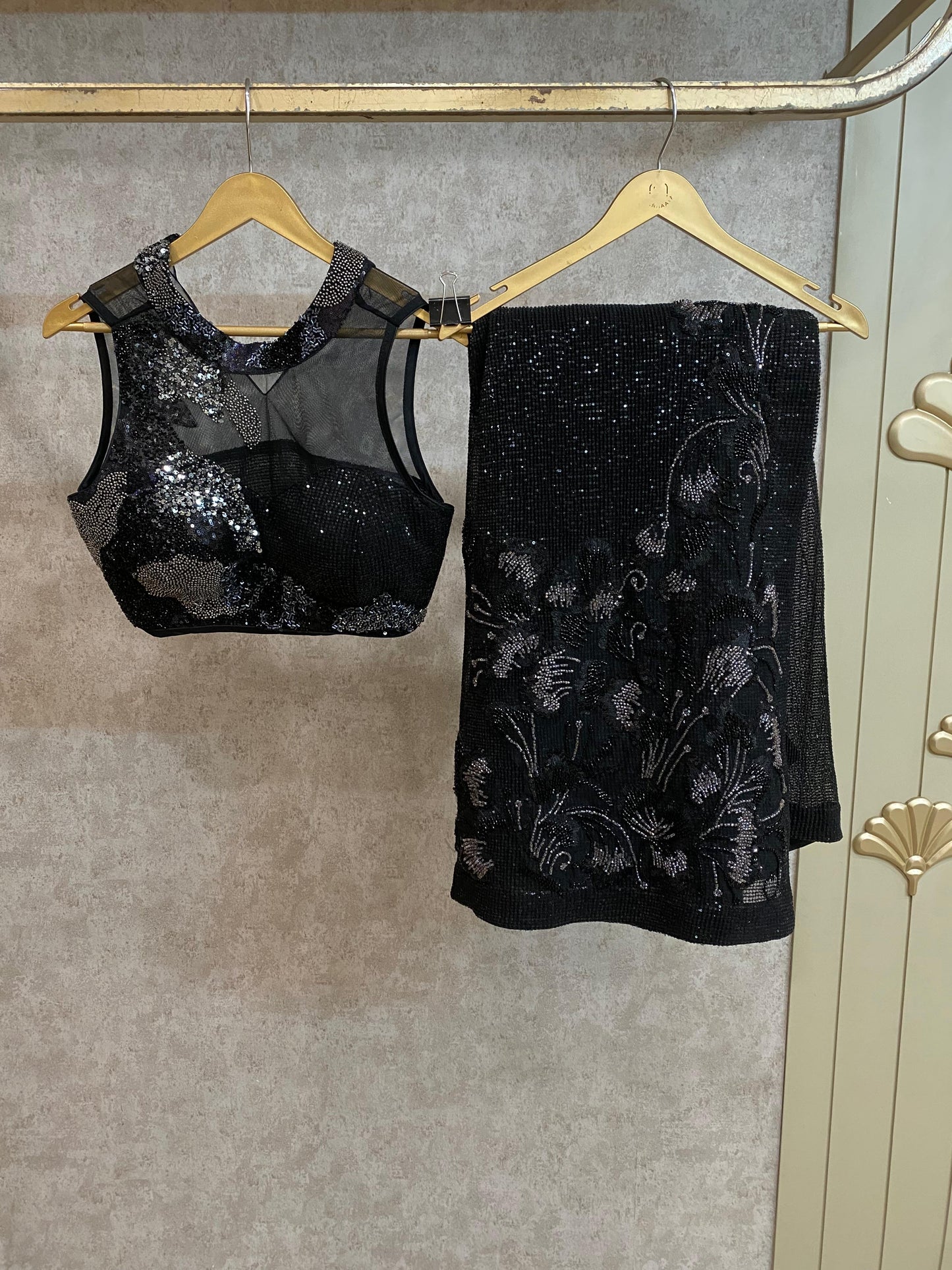 Black Designer Ready To Wear Saree