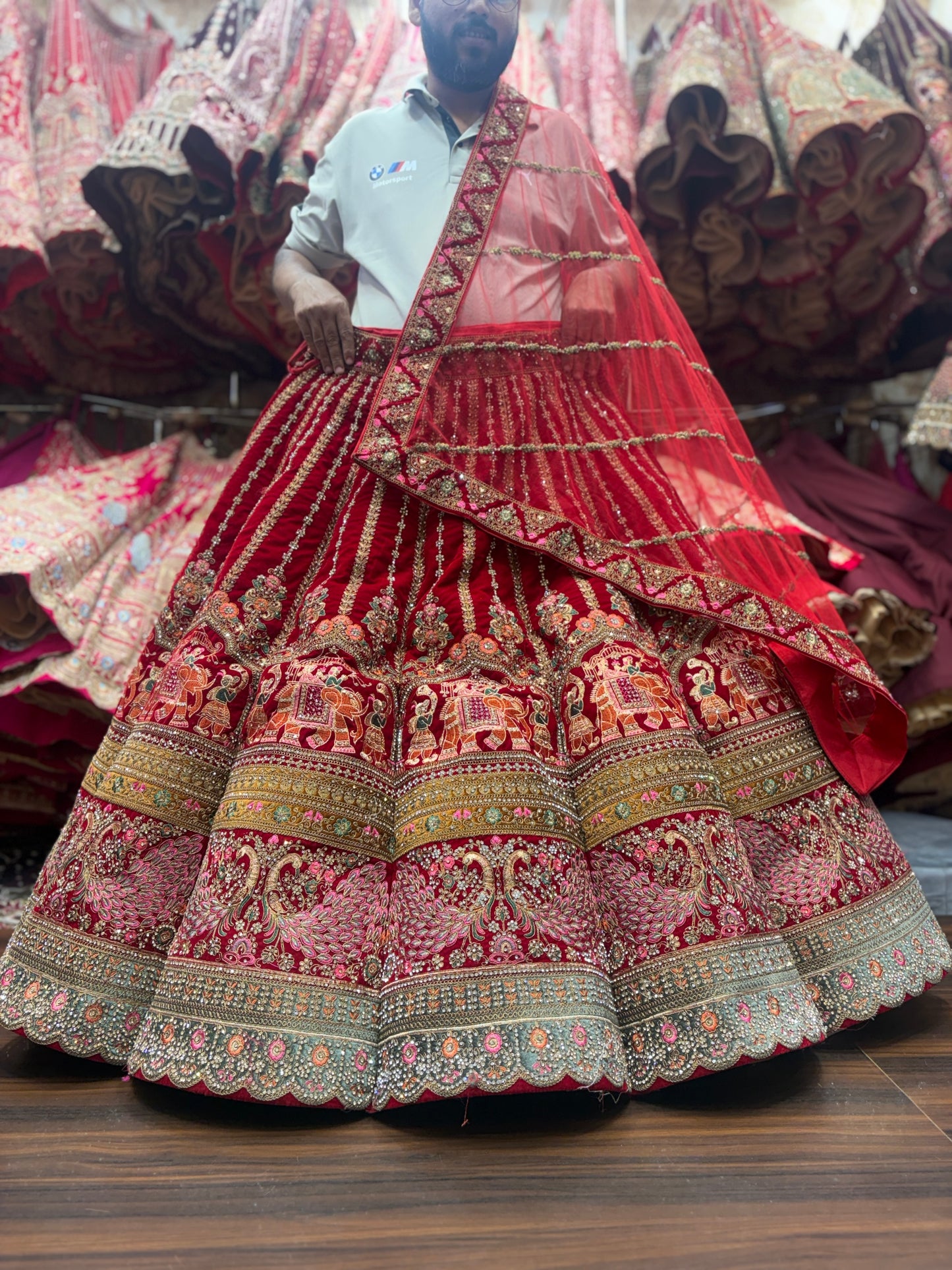 Stunning maroon Doli Barat Ball bridal Lehenga