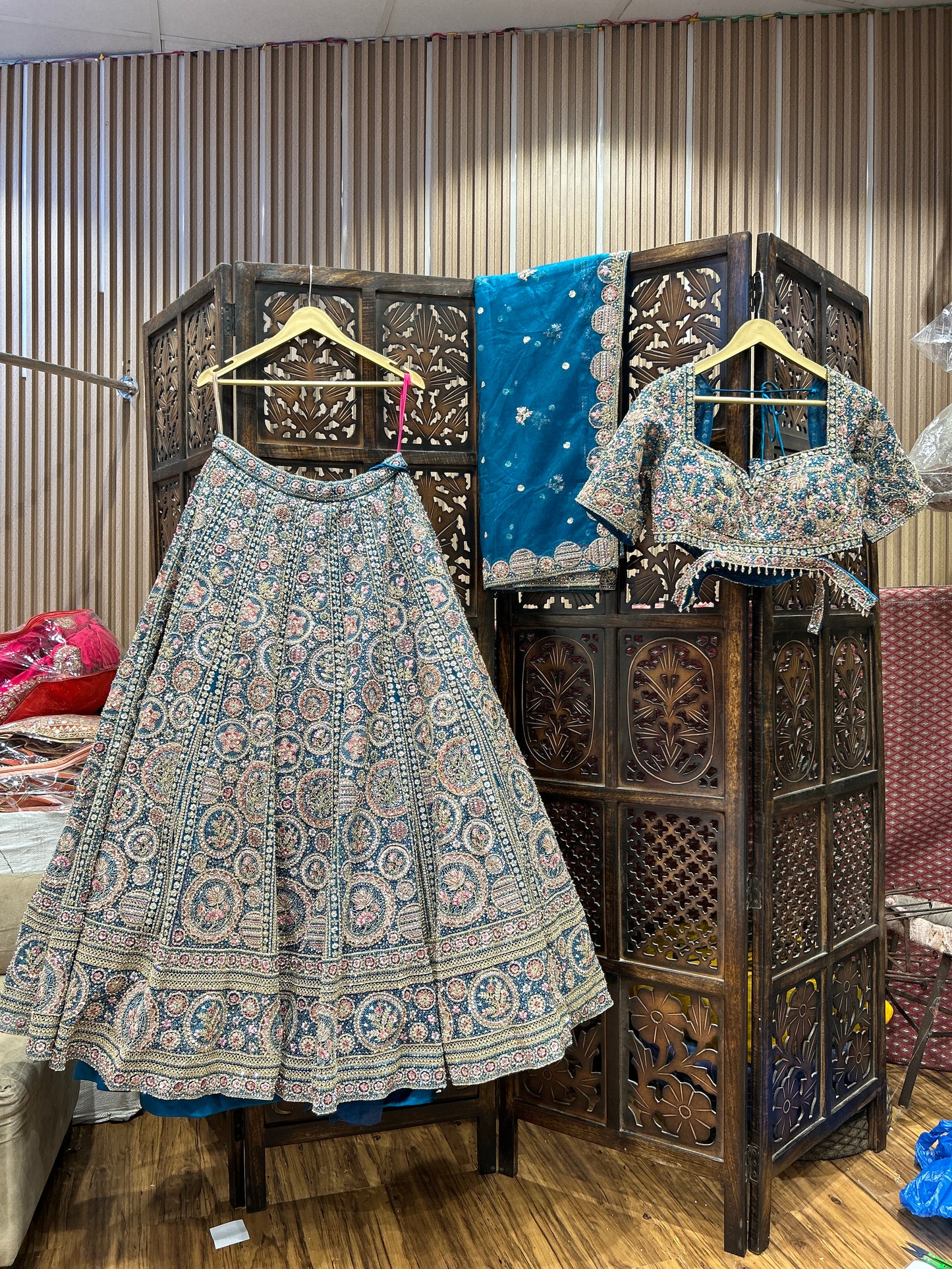 Awesome sky blue crop top lehenga