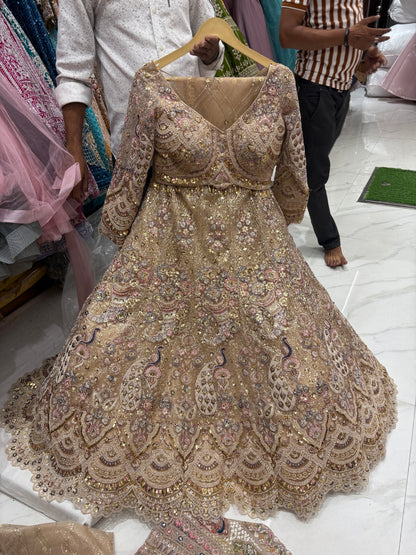Gorgeous golden peacock Crop top Lehenga