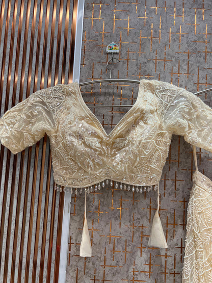 Golden Fish Cut Crop Top Lehenga