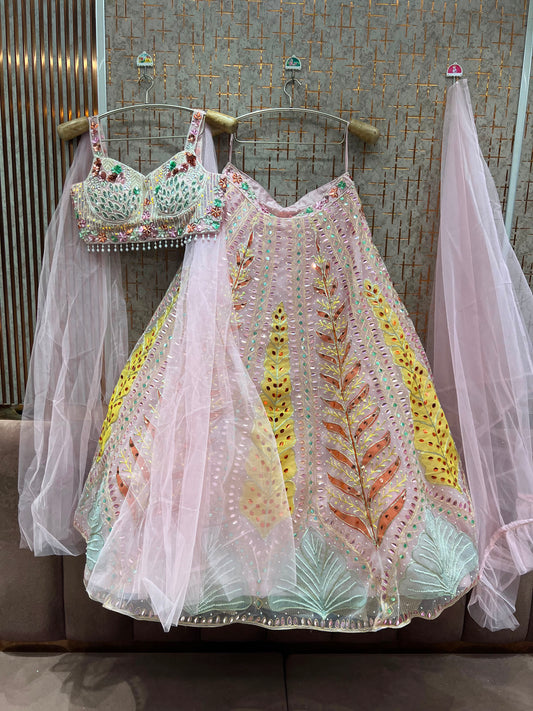 Baby Pink Pdp Crop Top Lehenga